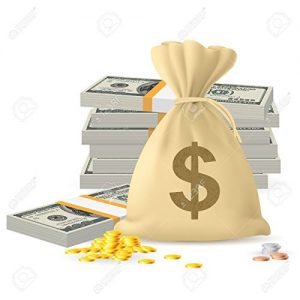 Money Bag & Cash Representing Extra Income