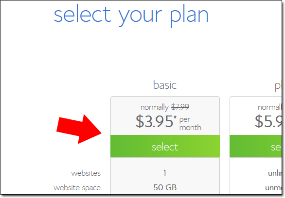 Bluehost Select Plan