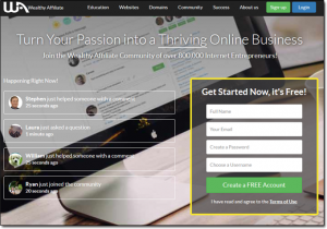 Wealthy Affiliate Homepage Screenshot