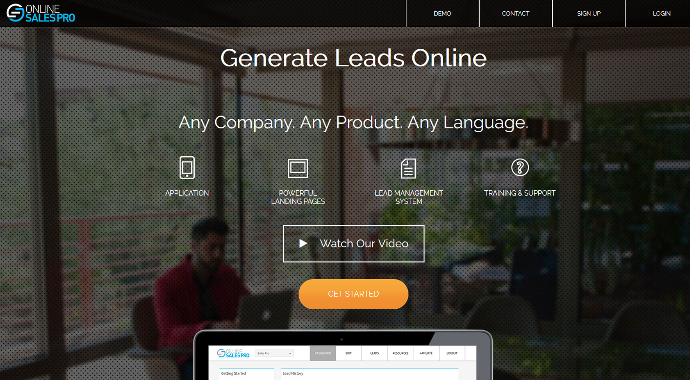 Online Sales Pro homepage screenshot