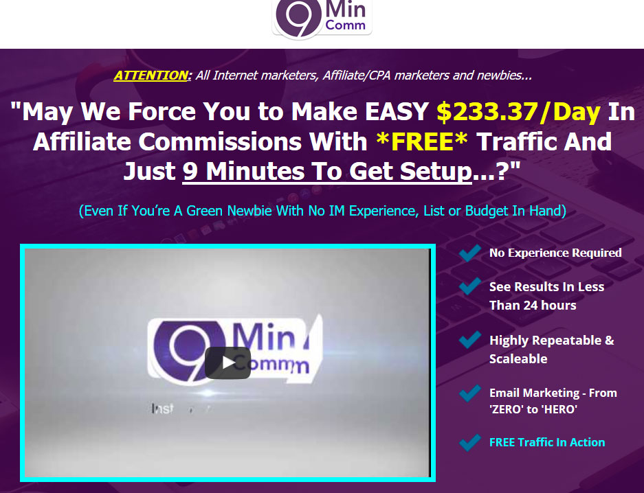 Screenshot of 9 Min Comm Homepage