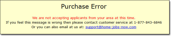 Home Jobs Now Purchase Error