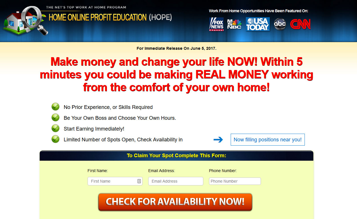 Home Online Profit Education Homepage Screenshot