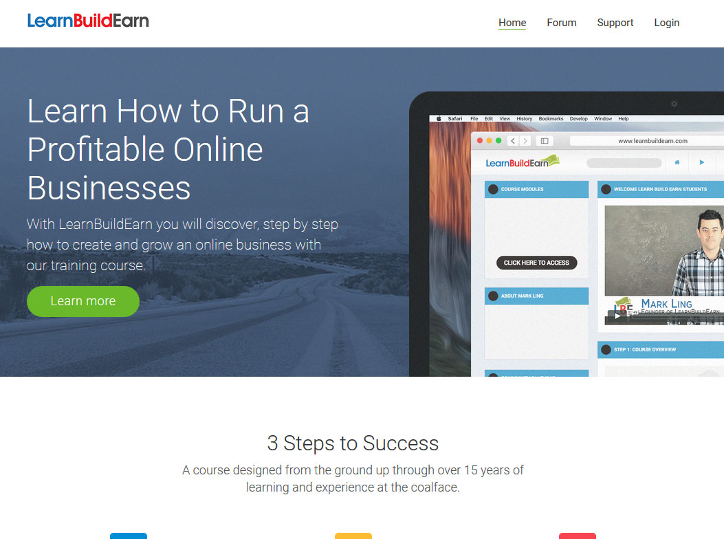 Screenshot of Learn Build Earn Homepage