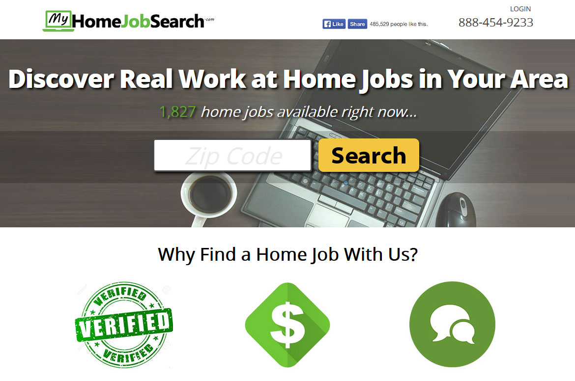 Screenshot of My Home Job Search Website