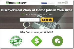 Screenshot of My Home Jobs Search Website