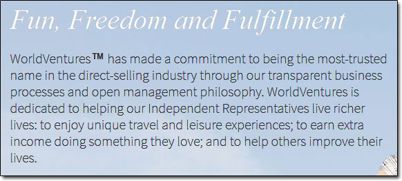 World Ventures Fun Freedom Fulfillment Quote