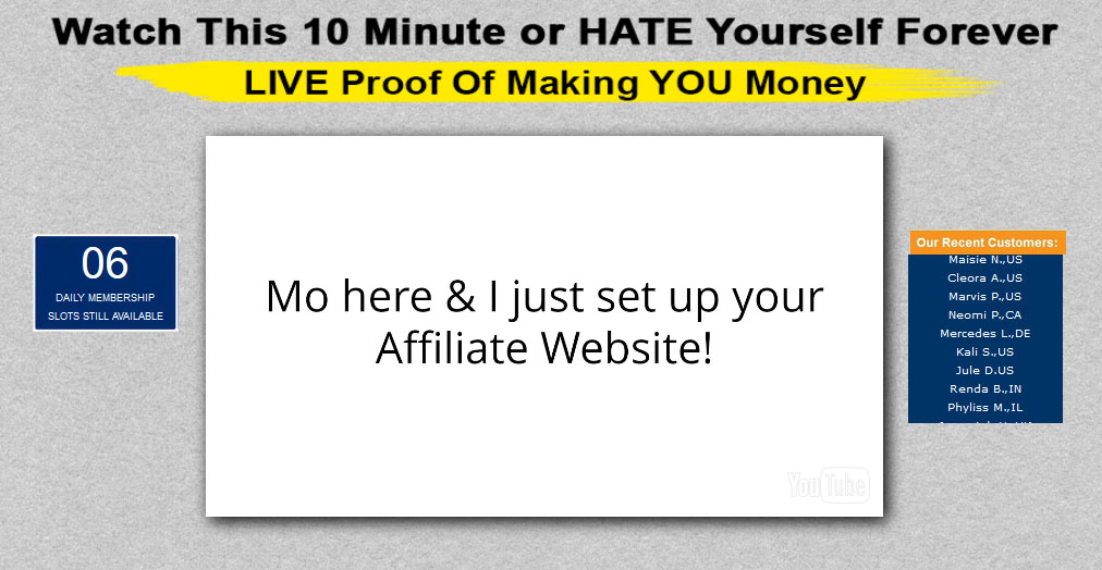 Screenshot of the Affiliate Millionaire Club homepage