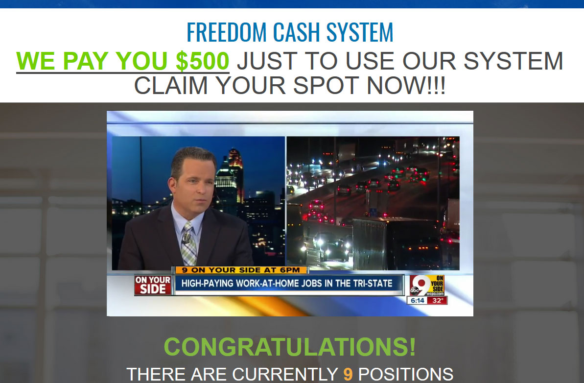 Screenshot of The Freedom Cash System homepage