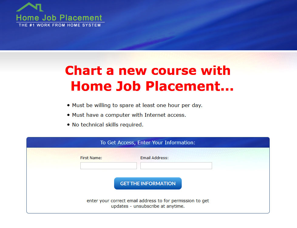 Home Job Placement Screenshot