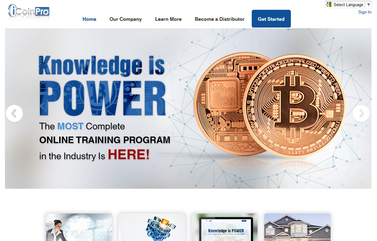 Screenshot of the iCoinPro Homepage