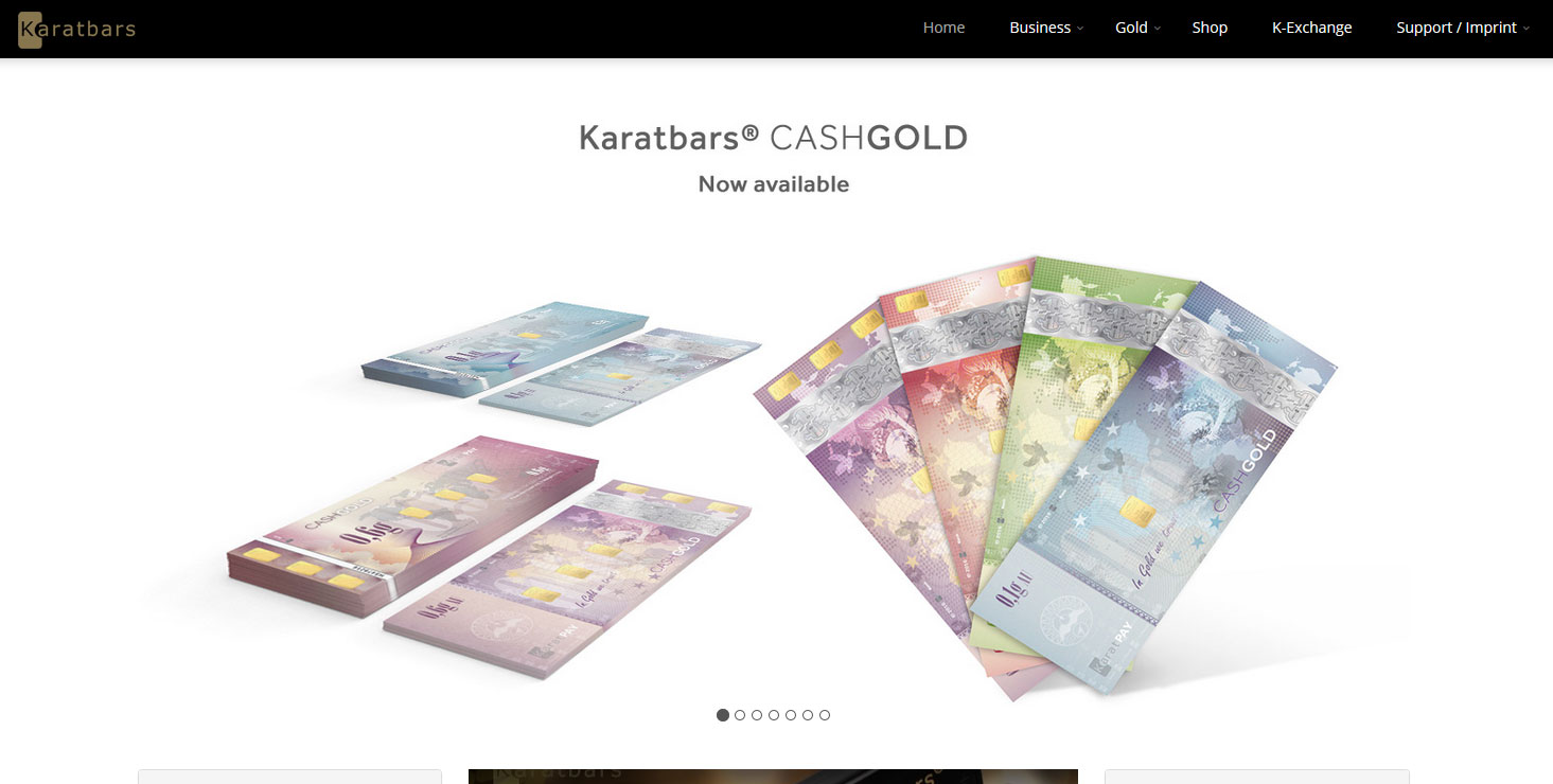 Screenshot of the Karatbars International Homepage
