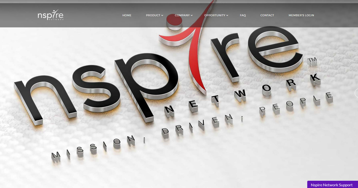 Screenshot of the Nspire Network Homepage