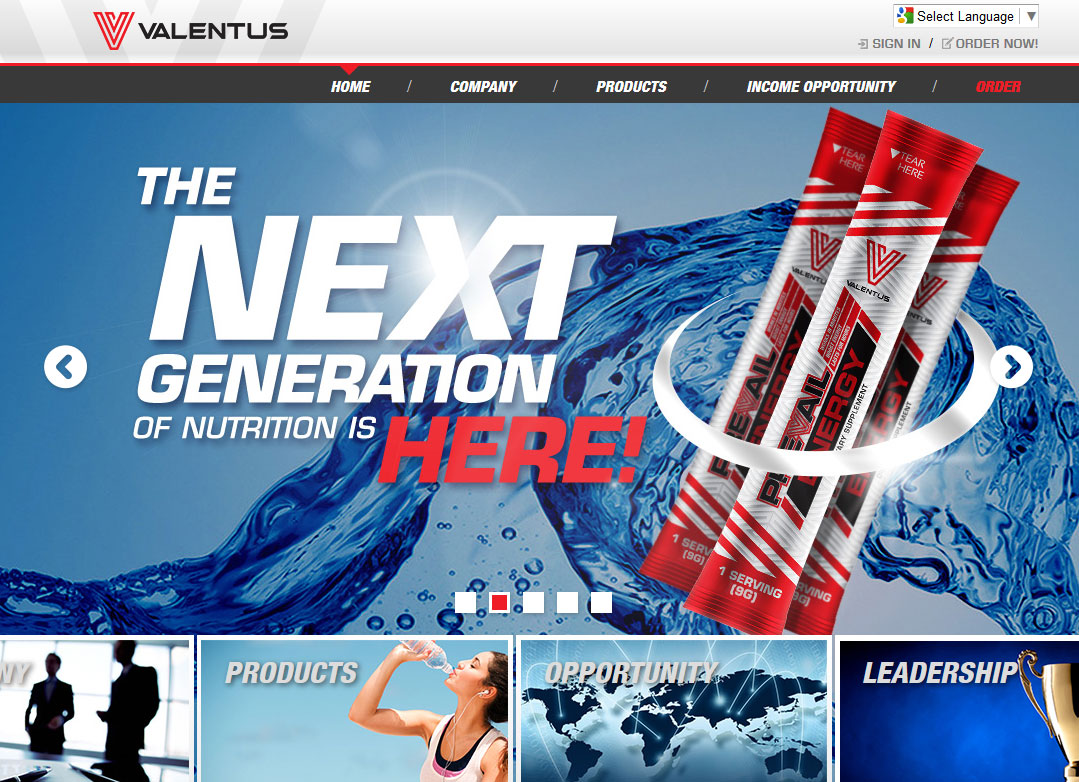 Valentus Homepage Screenshot