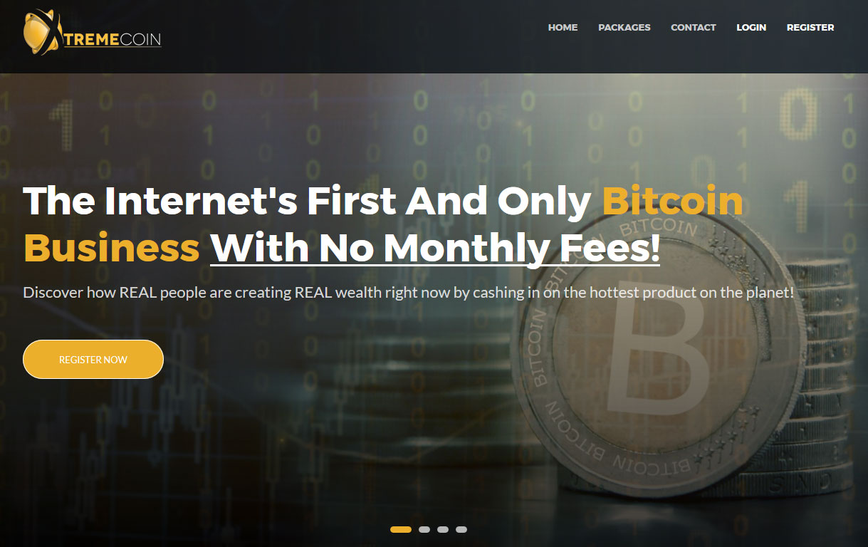 Screenshot of the Xtreme Coin Homepage