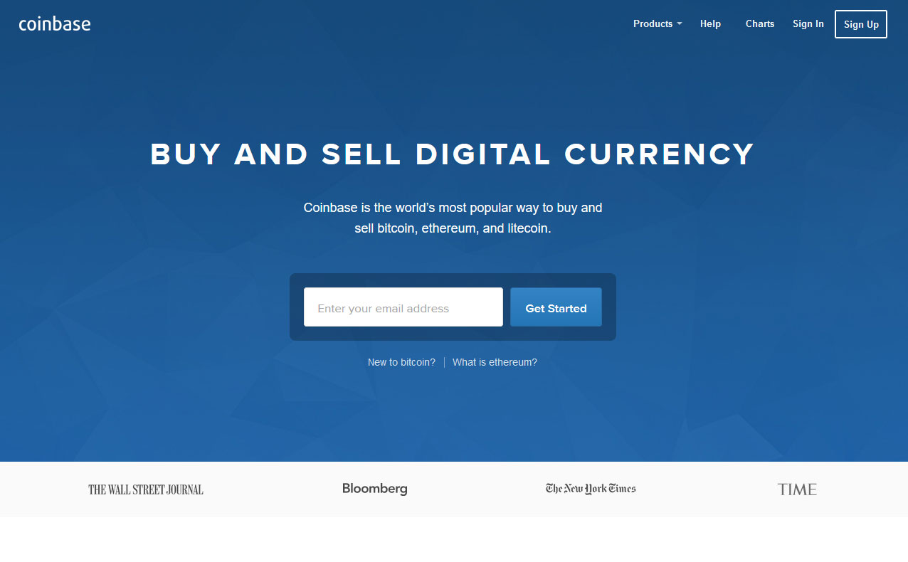 CoinBase Homepage Screenshot