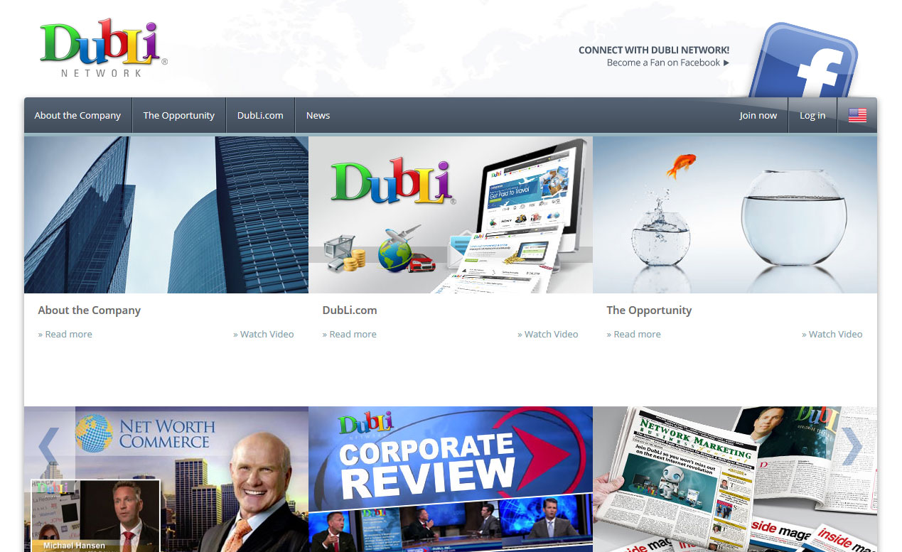 Screenshot of the Dubli Network Homepage