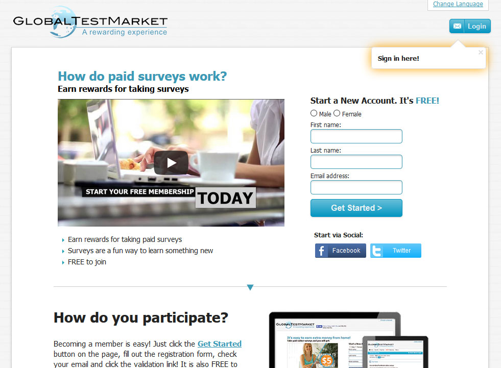 Global Test Market Homepage