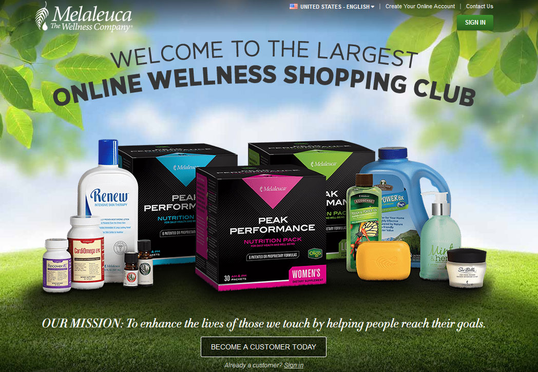 Melaleuca Homepage Screenshot