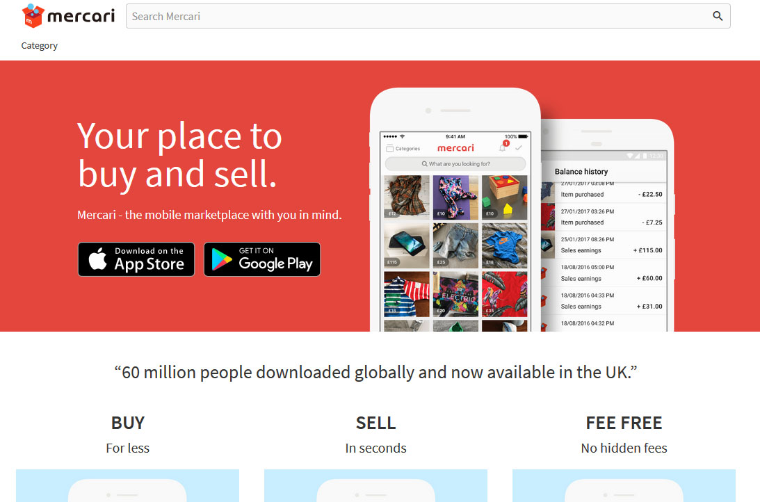 Mercari App Homepage