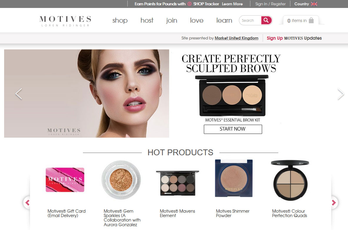 Motive Cosmetics Homepage Screenshot