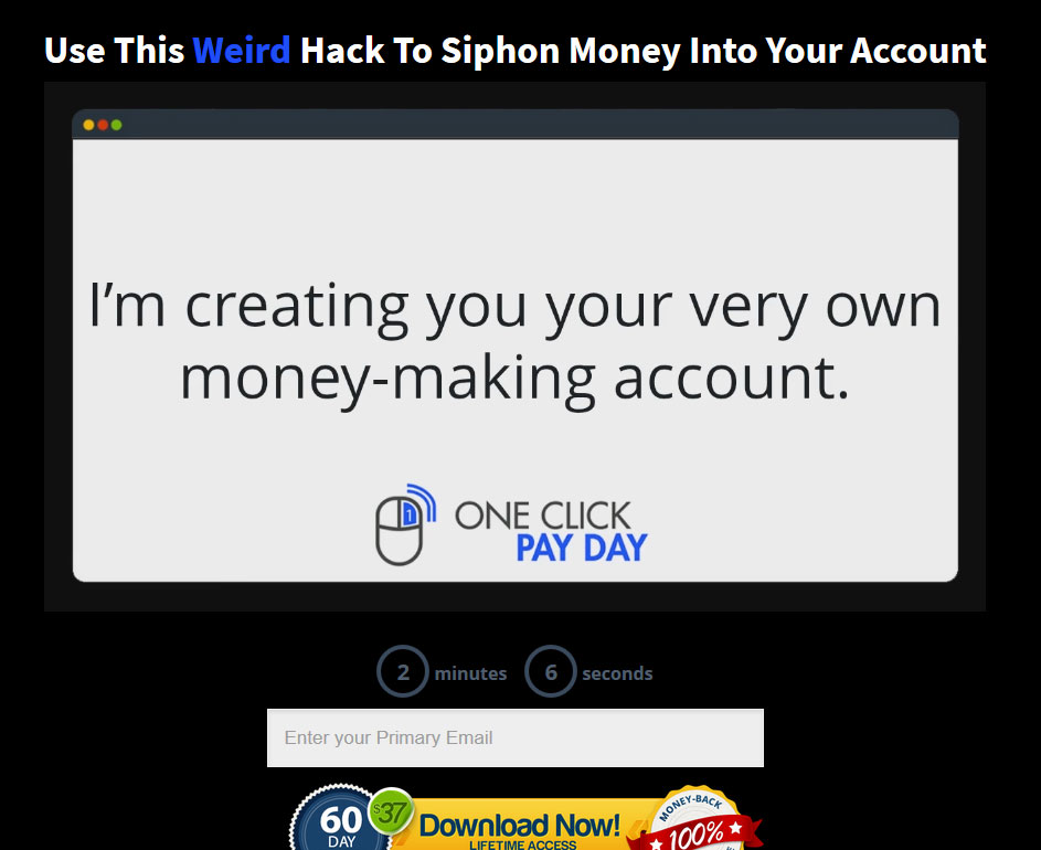 One Click Pay Day Homepage Screenshot