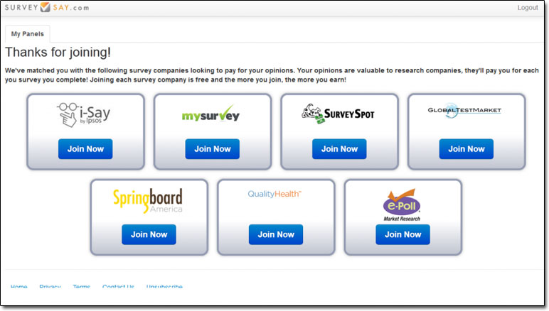 Surevy Say Members Dashboard Screenshot