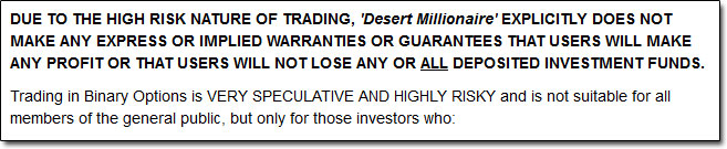 Desert Millionaire Earnings Disclaimer