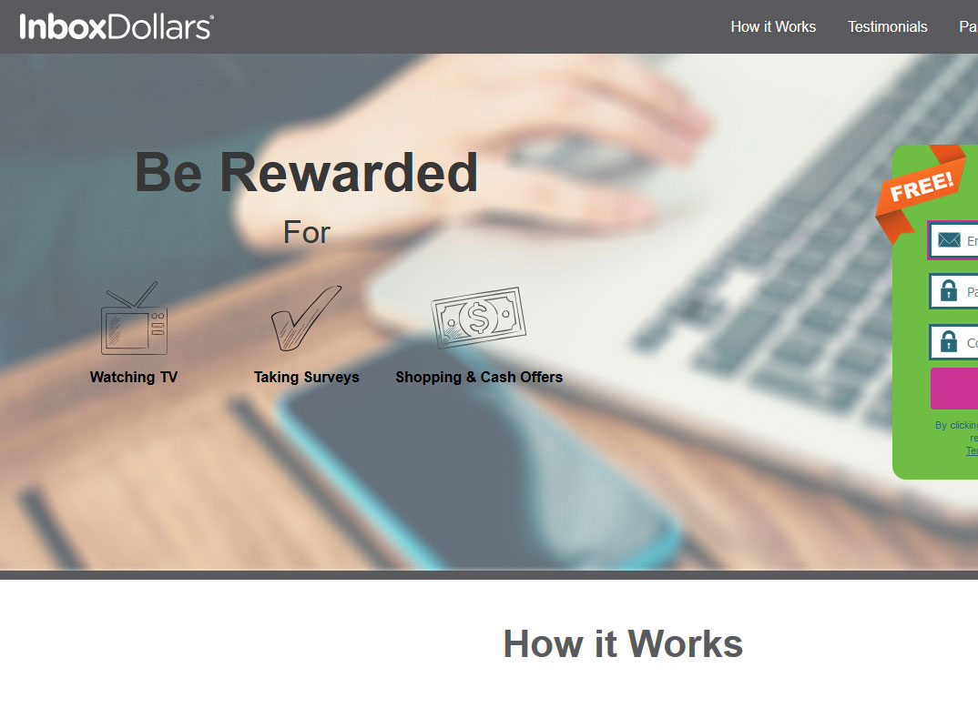 Inbox Dollars Homepage Screenshot