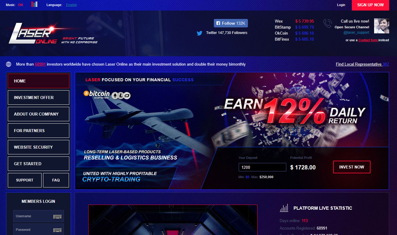 Laser Online Website Screenshot