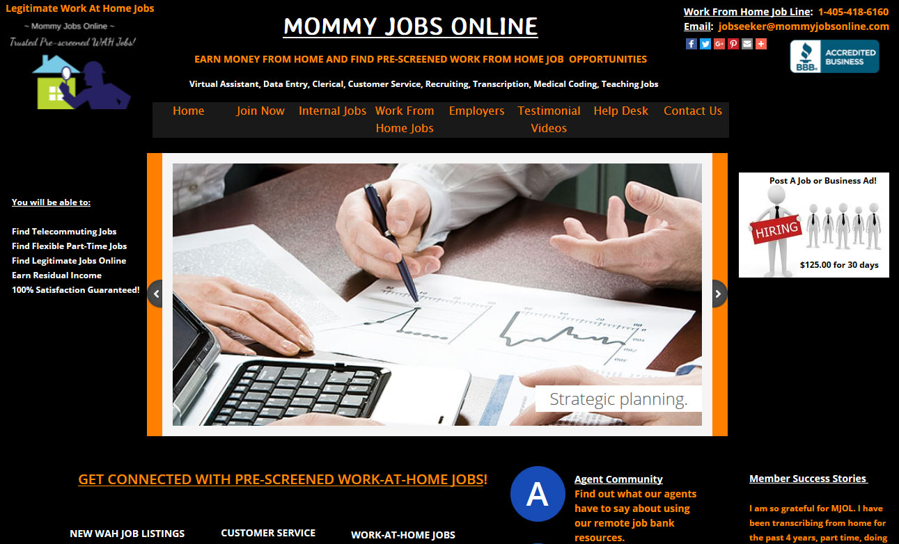 Mommy Jobs Online Website Screenshot