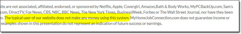My Home Job Connection Disclaimer