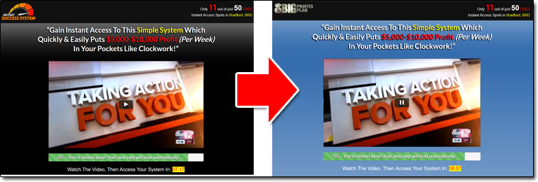 Screenshot of Copied Websites