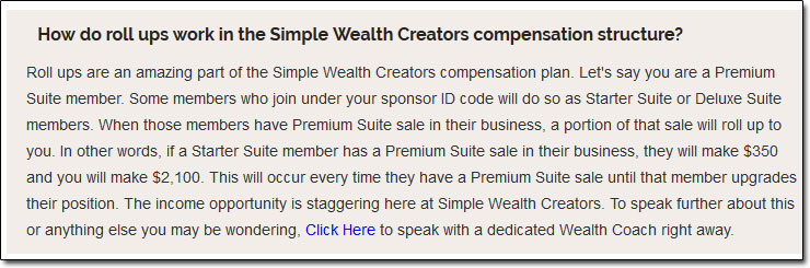 Simple Wealth Creators Compensation Plan