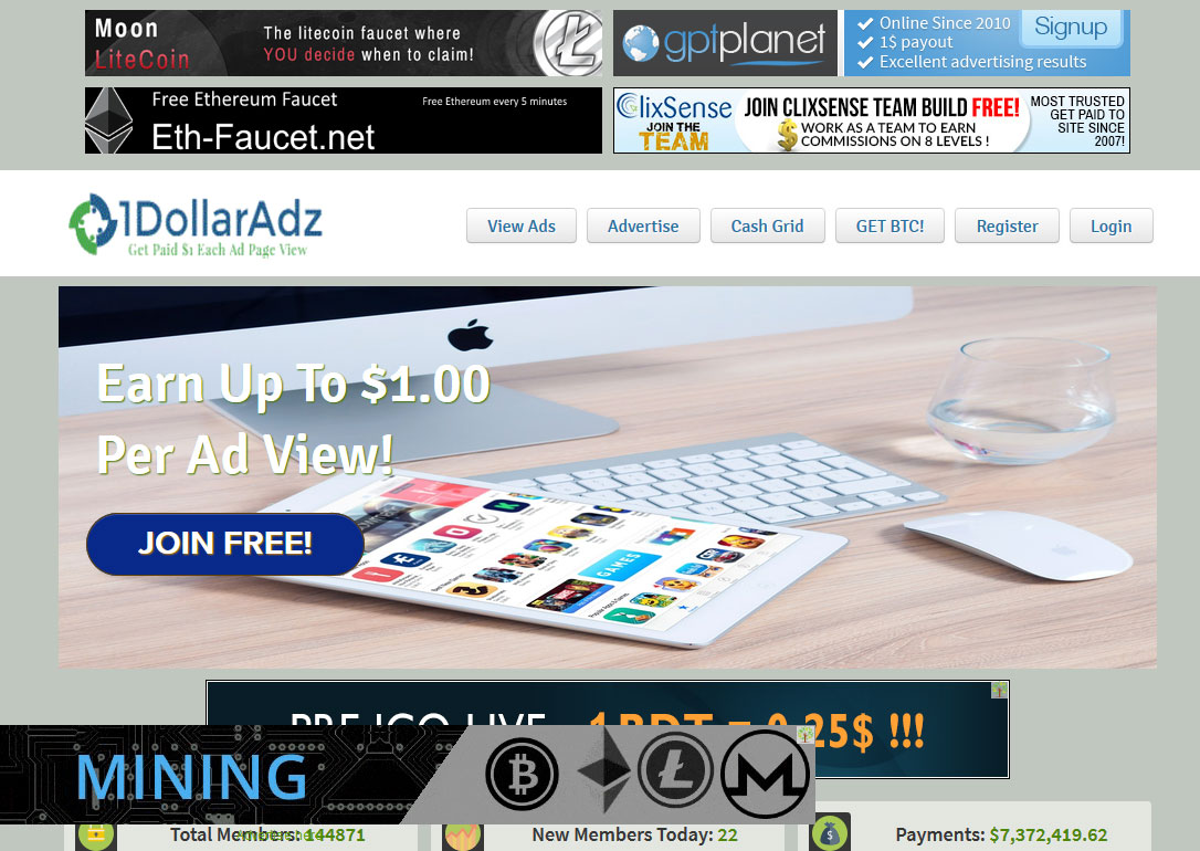1DollarAdz.com Website Screenshot