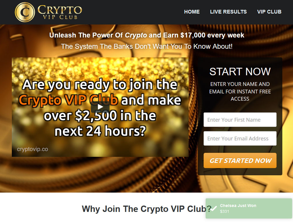 Crypto VIP Club Website Screenshot