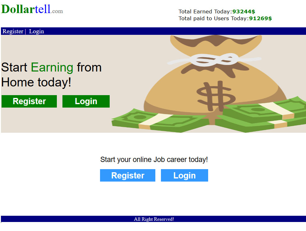 DollarTell.com Website Screenshot