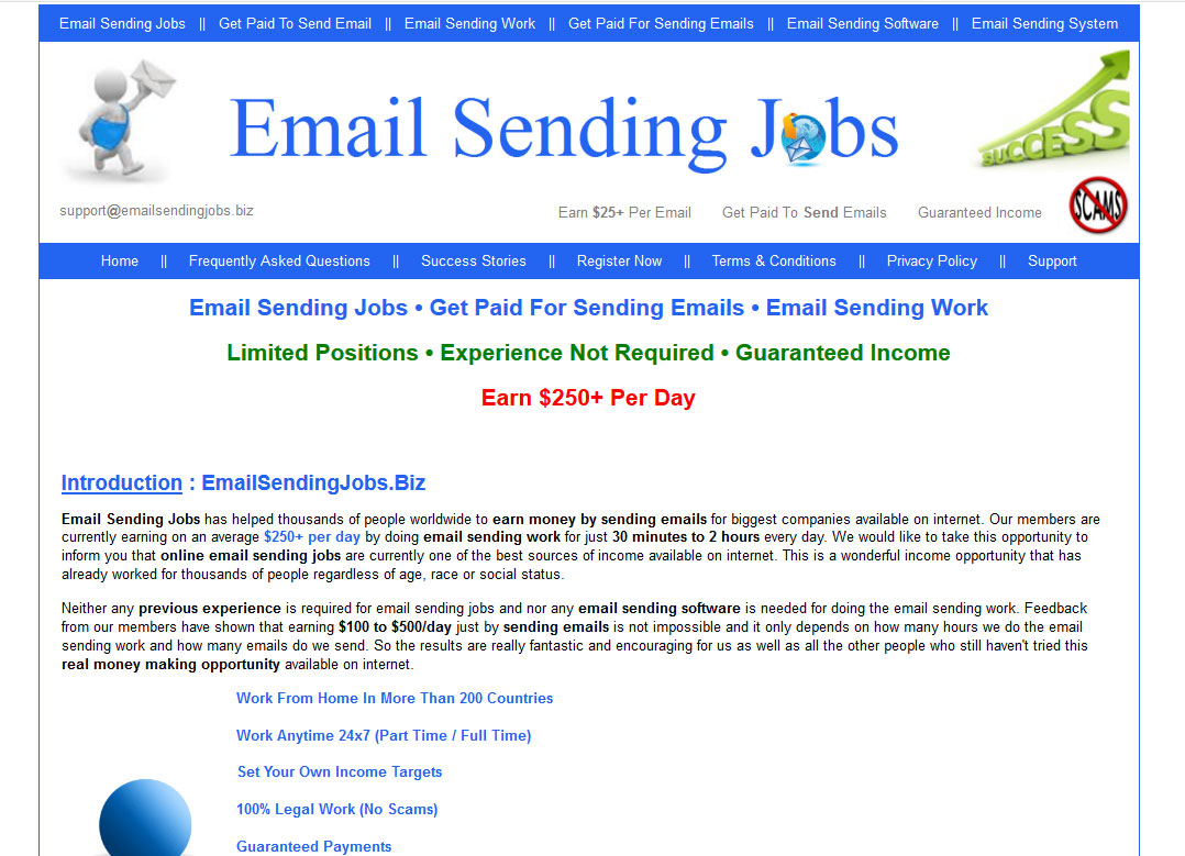 Email Sending Jobs Website