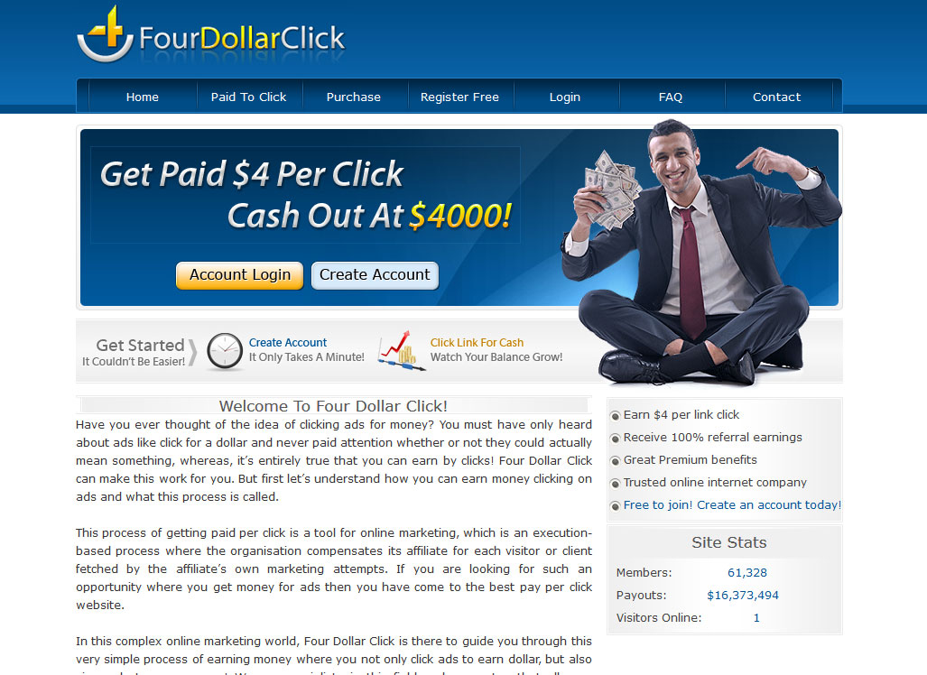 Four Dollar Click Website Screenshot