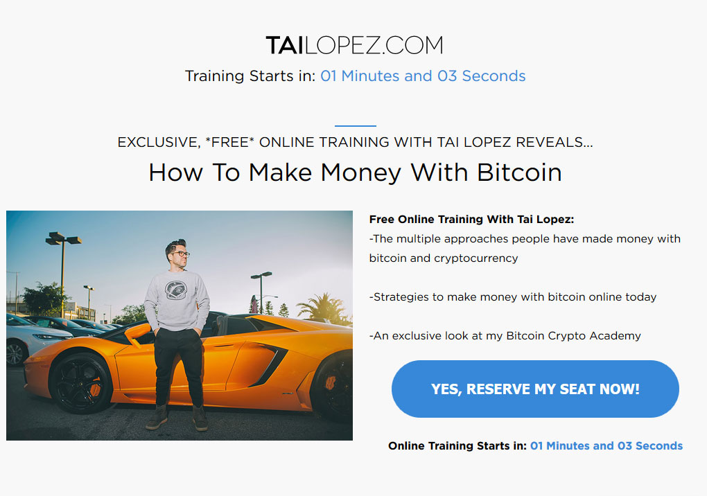 Tai Lopez Bitcoin Crypto Academy Website