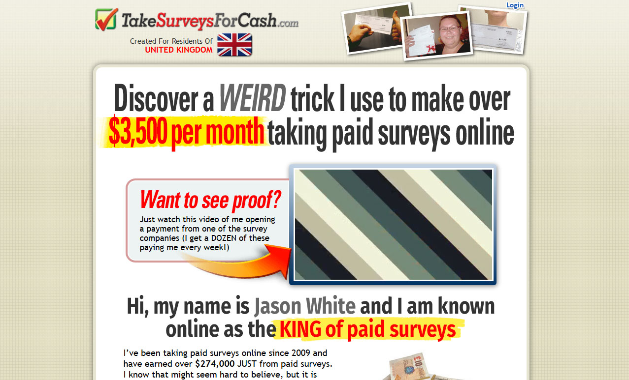 Take Surveys For Cash Website Screenshot