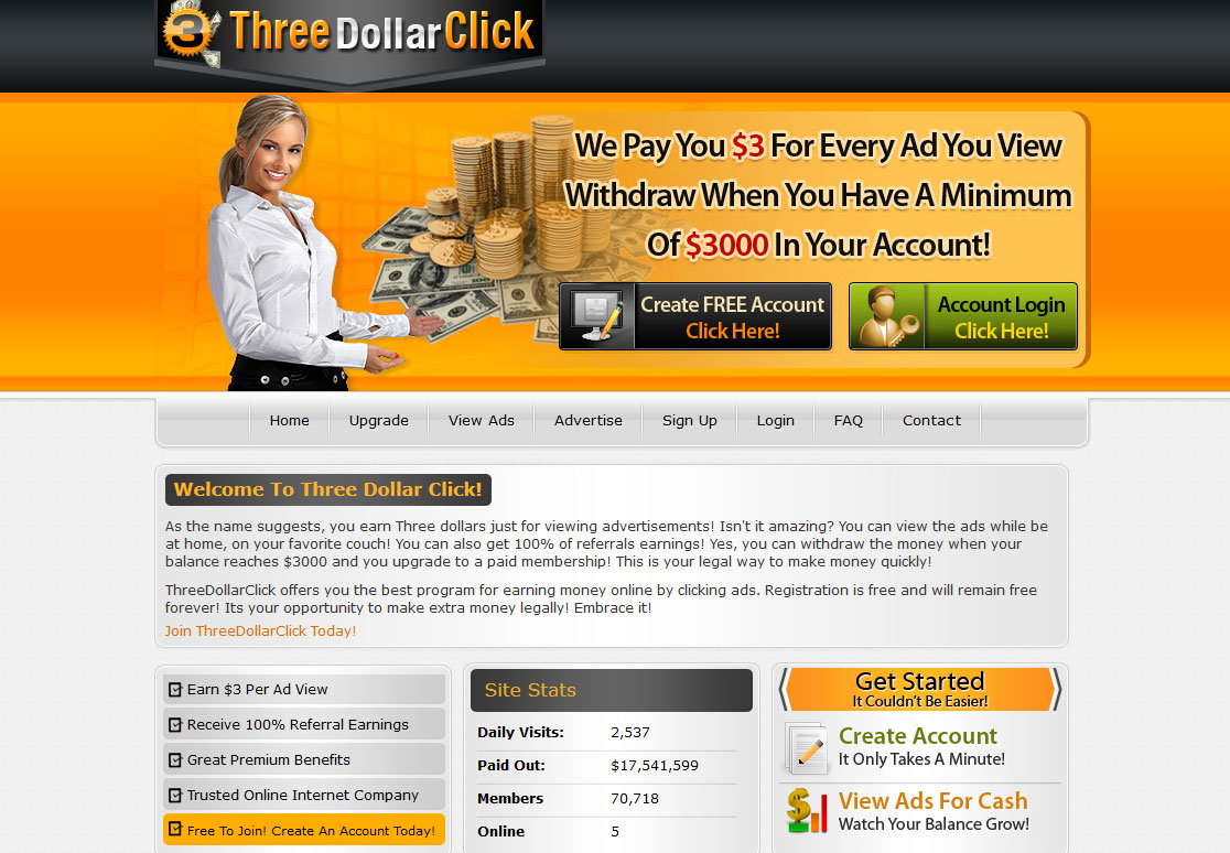 Three Dollar Click Website Screenshot