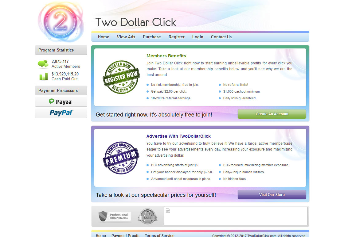 Two Dollar Click Website Screenshot