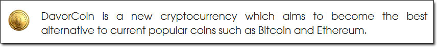 Davor Coin VS Bitcoin & Ethereum