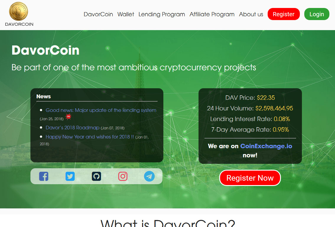 Davor Coin Website Screenshot