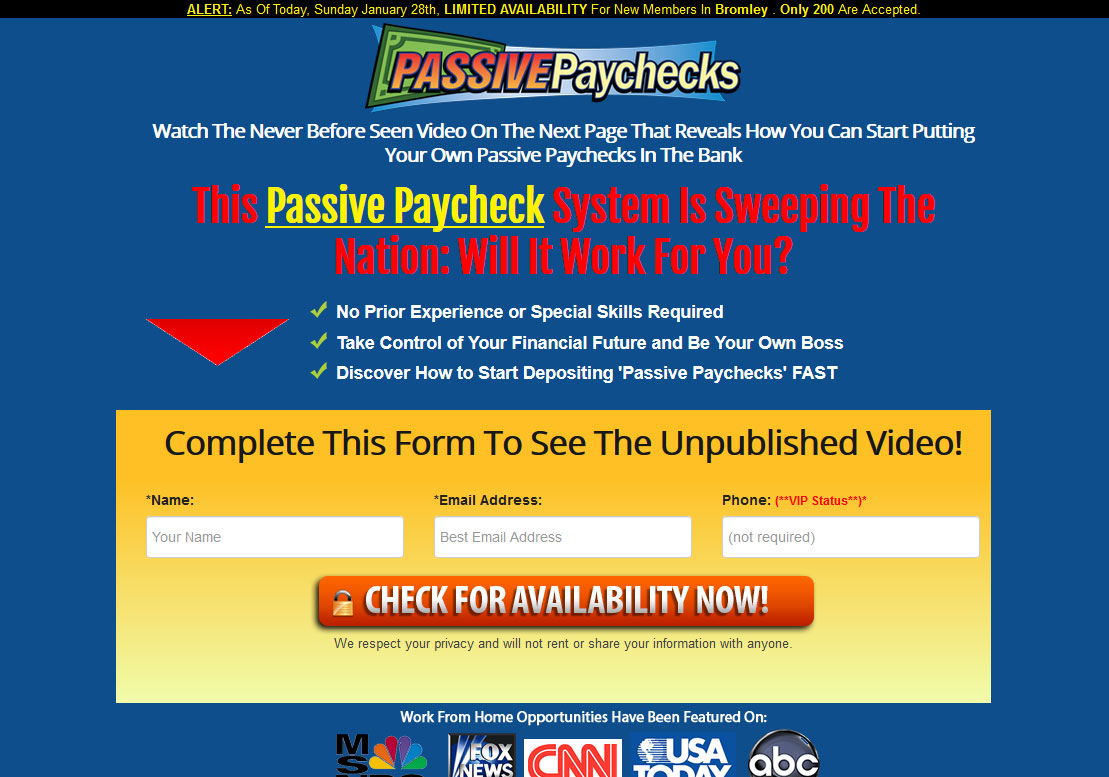 Passive Paychecks Homepage Screenshot