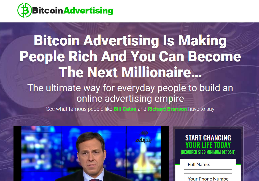 Bitcoin Advertising Website Screenshot