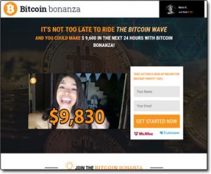 Bitcoin Bonanza System Website Screenshot