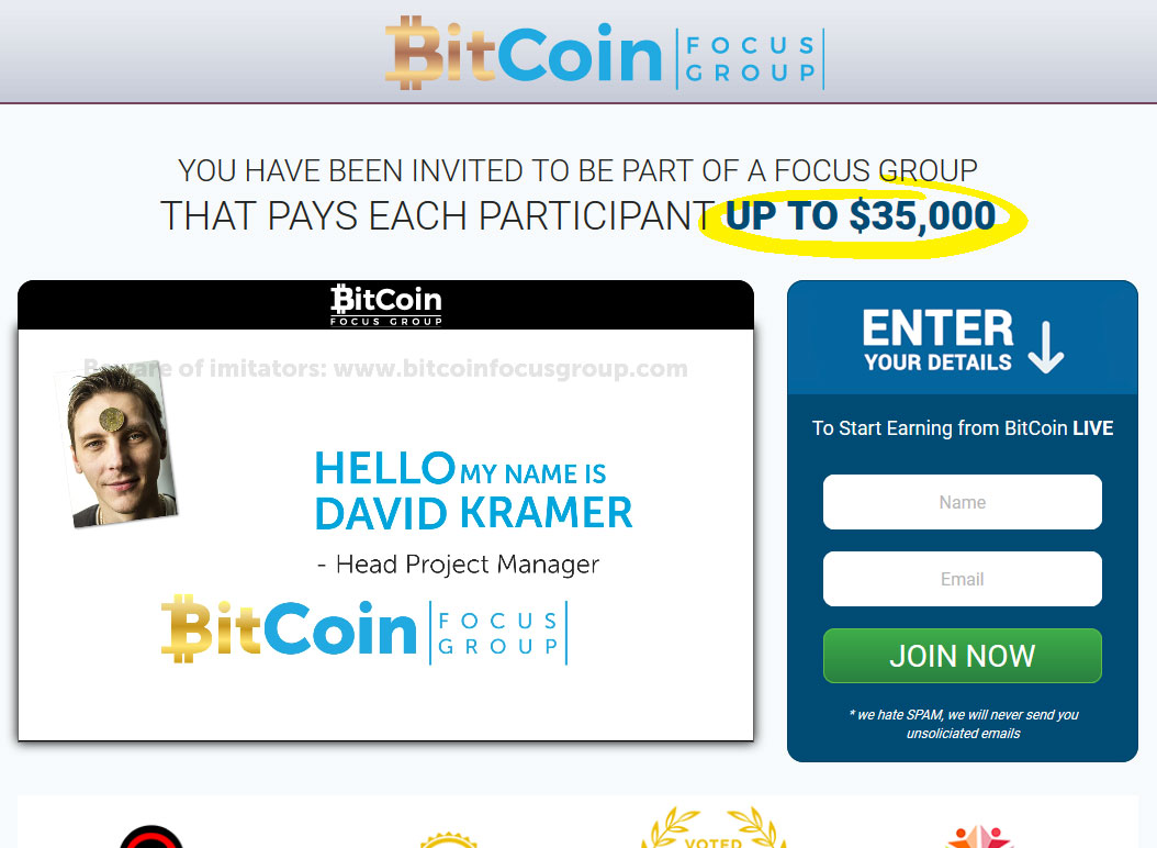 Bitcoin Focus Group Website Screenshot