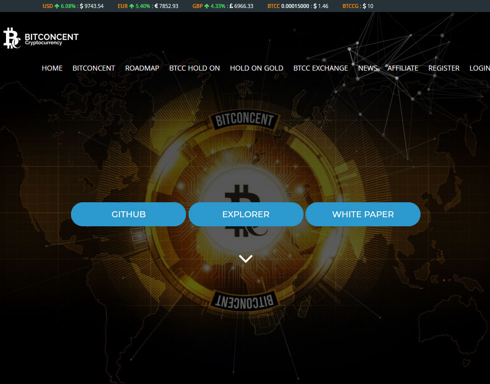 Bitconcent Website Screenshot